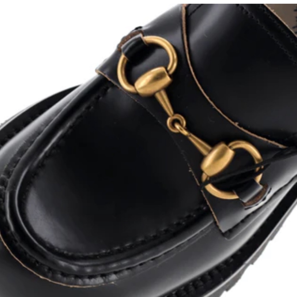 Gucci Black Loafers with Gold Detail